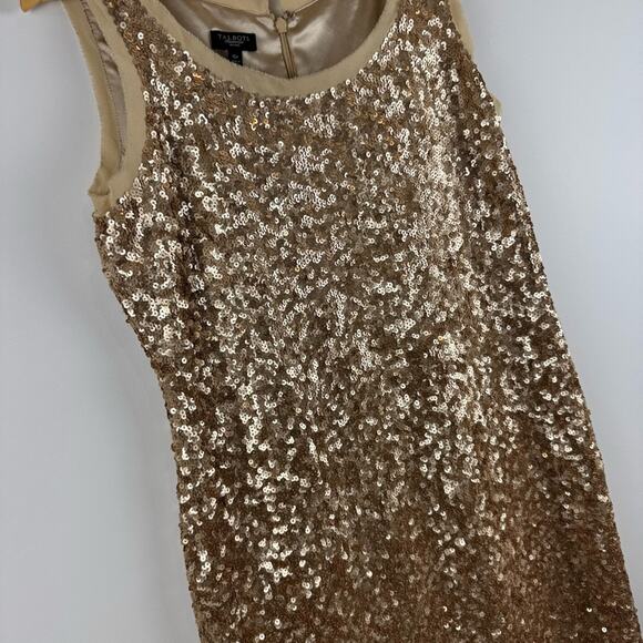 Talbots Women’s Silk Sequin Sleeveless Dress in Gold ~ 10P ~ - Picture 4 of 14